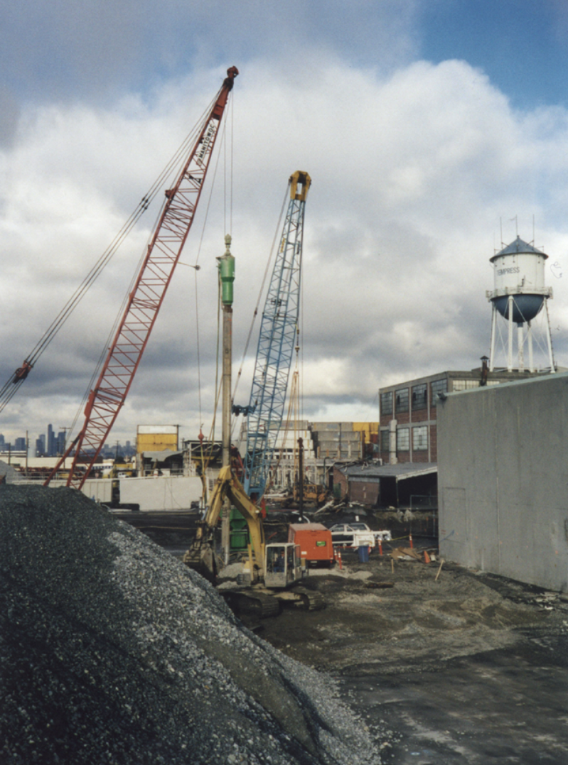 Top Feed and Bottom Feed Stone Column rigs working side by side